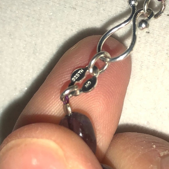 NATURAL Amethyst Stone Bead Knotted Necklace w Sterling Silver Clasp 17” - Picture 6 of 7